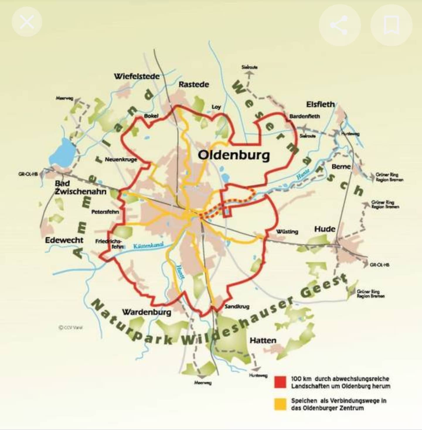 Route um Oldenburg Kartenansicht Route um Oldenburg